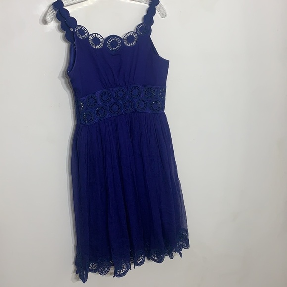 Catherine Malandrino Blue Silk Knee Length Dress 6 - Picture 4 of 7